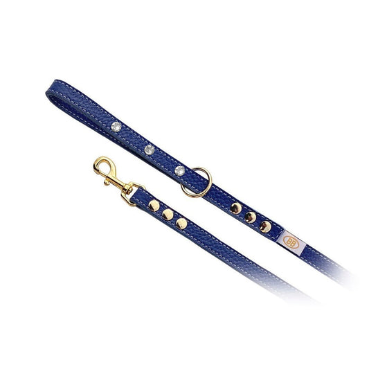 Elite Emblem Blue Leather Leash